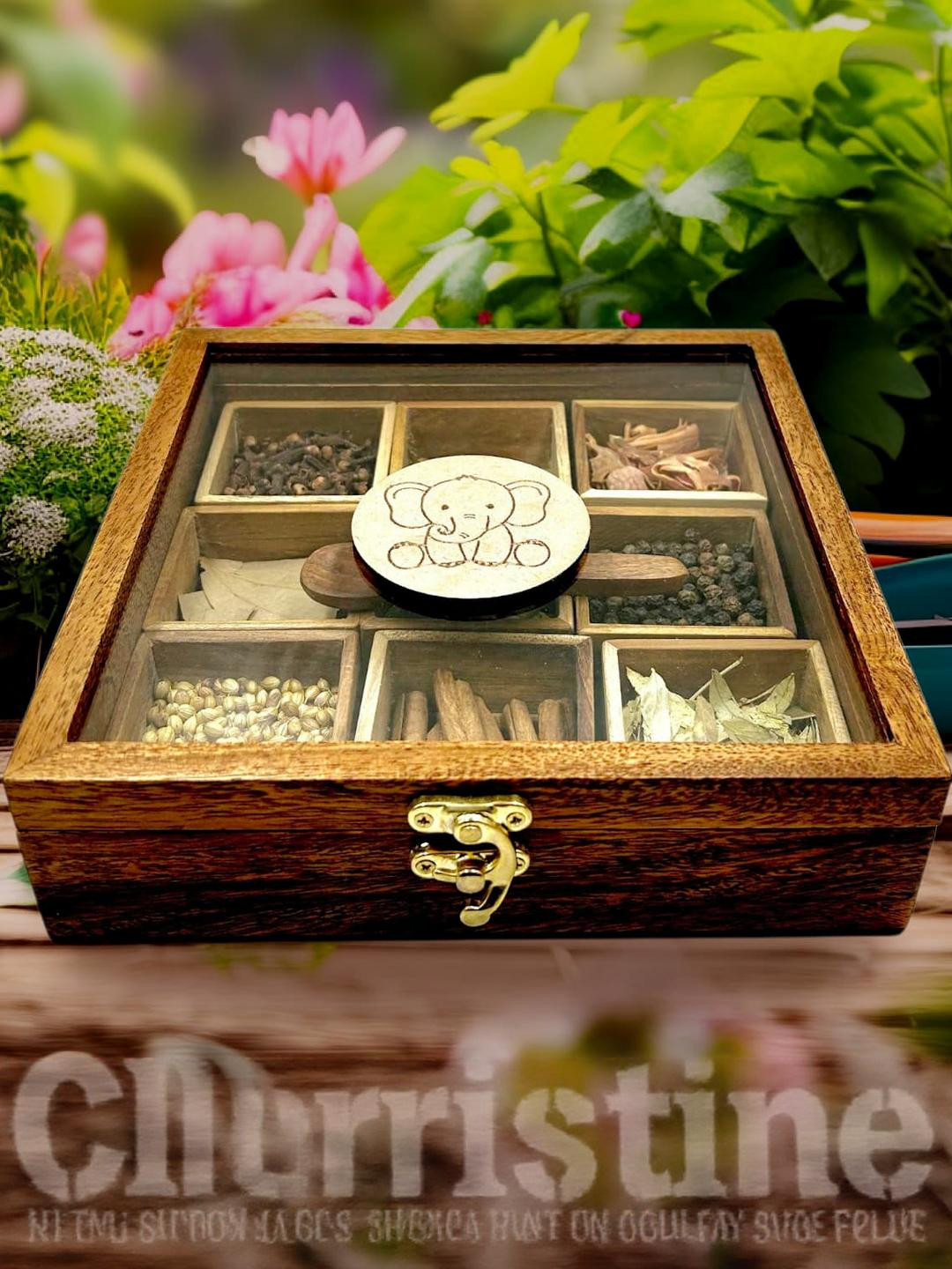 Angira handicrafts Wooden Spice Set Box