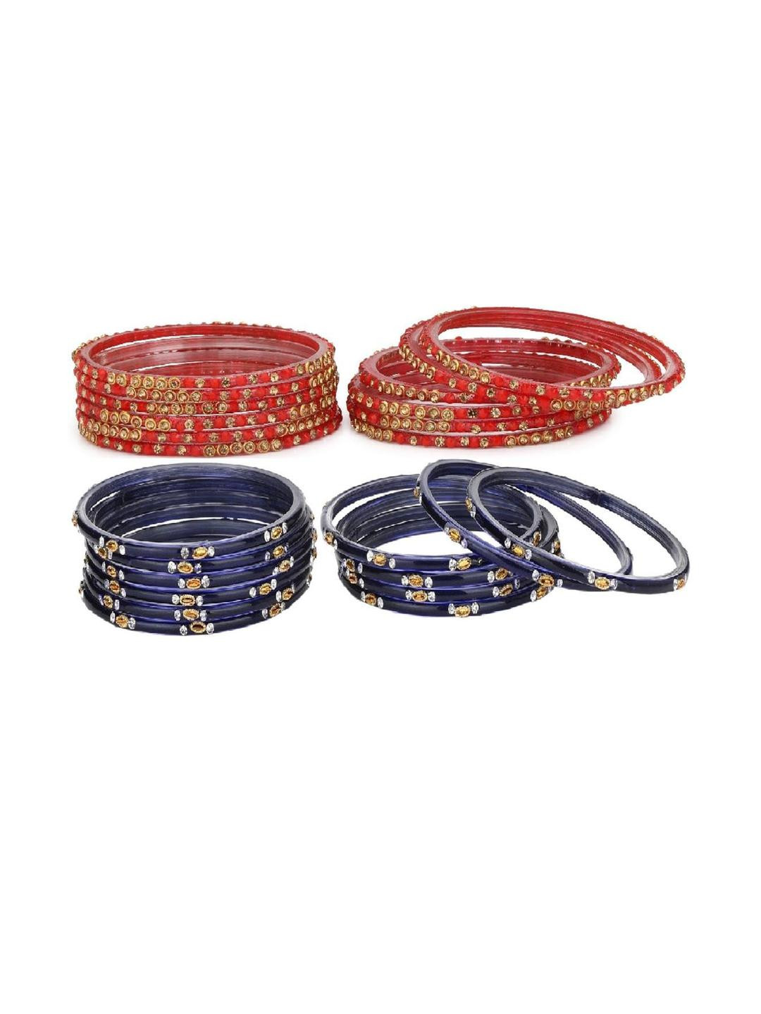 SOMIL Women Pink And Navy Blue Traditional Bangles Set
