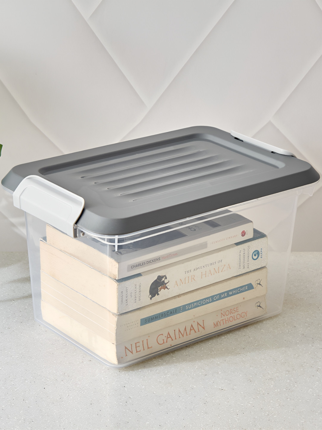 Home Centre Grey Secure Storage Box - 6L