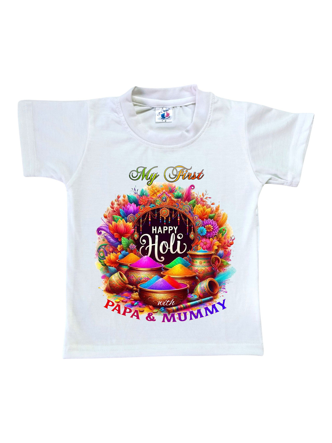 Cute Pals White Girls Printed Cotton T-shirt