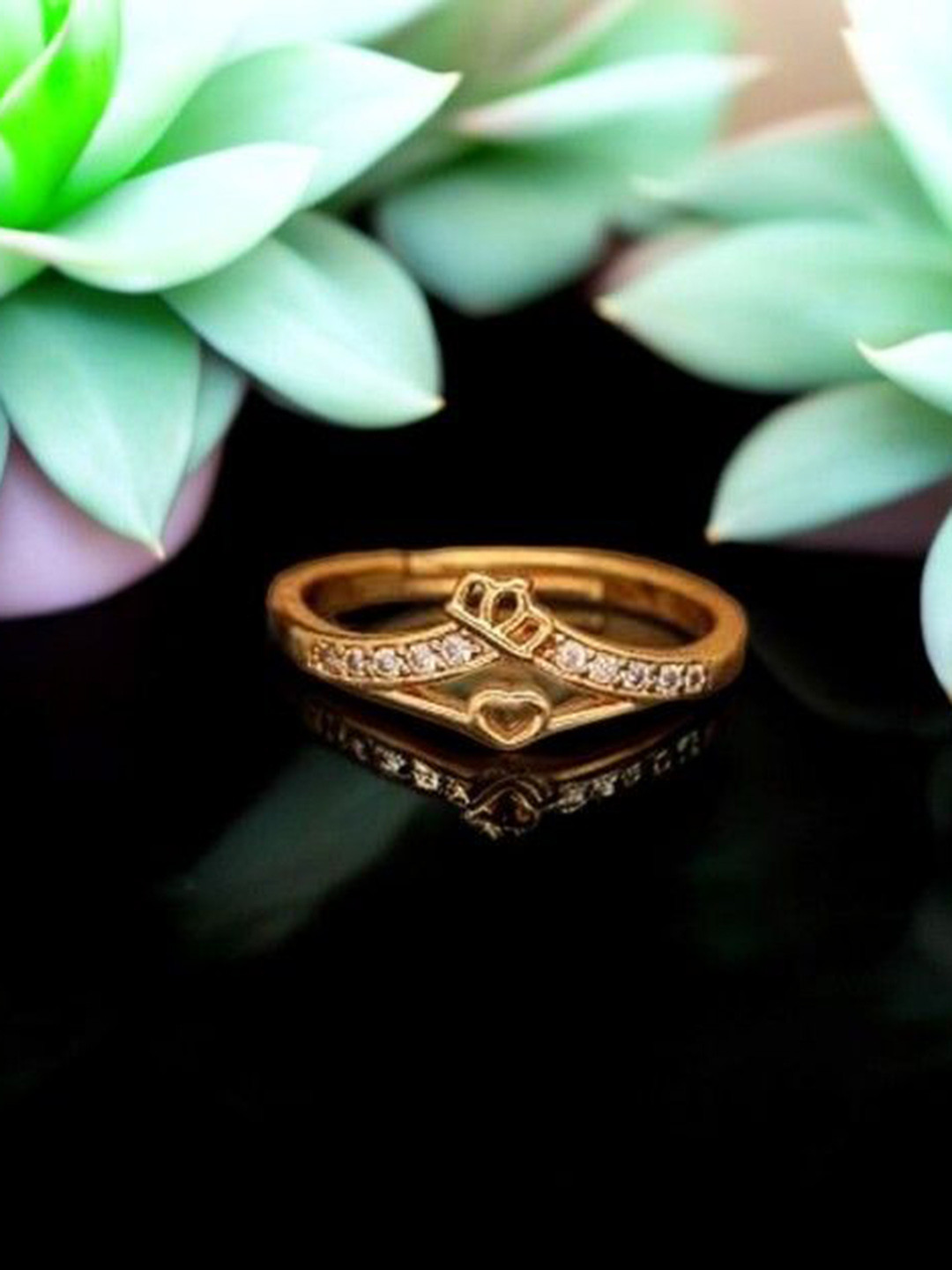 Anouk Gold-Plating American Diamond Adjustable Ring