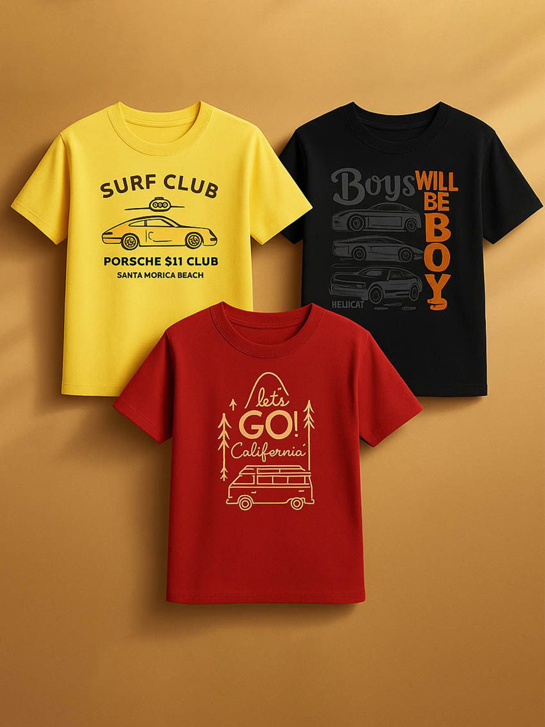 CUTE TREND Boys Pack Of 3 Typography Printed Cotton T-shirt