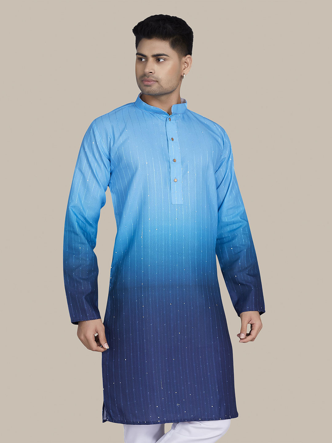 PulseIQ Men's Ombre Sequinned Kurta