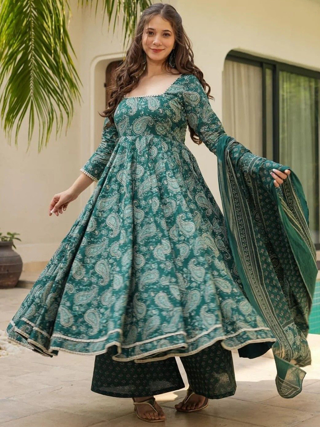KALINI Women Floral Printed Angrakha Kurta with Palazzos & With Dupatta