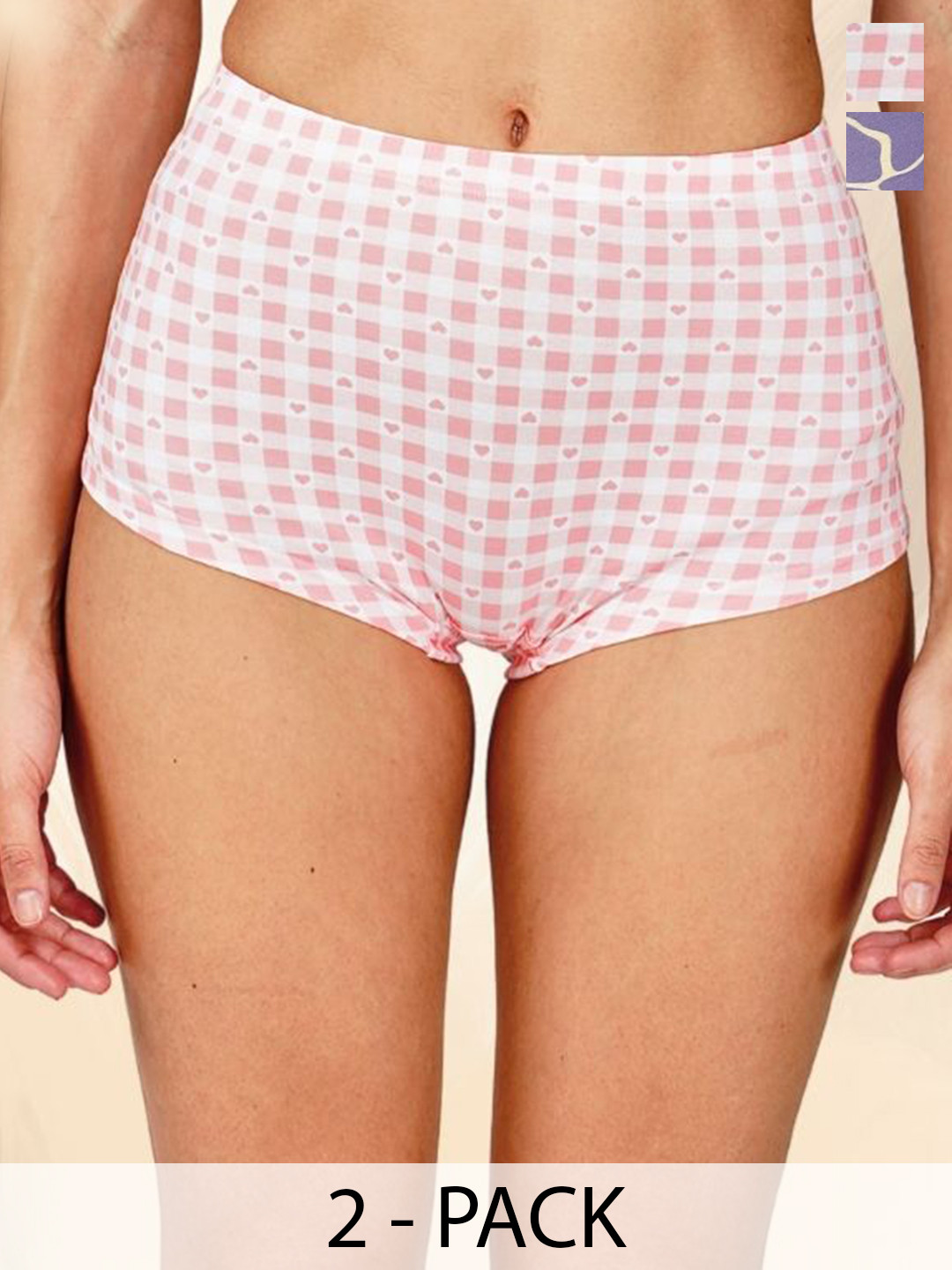 2PEACE Pack Of 2 Printed Mid-Rise Boy Shorts Briefs 2P-C-10-0103-P-S