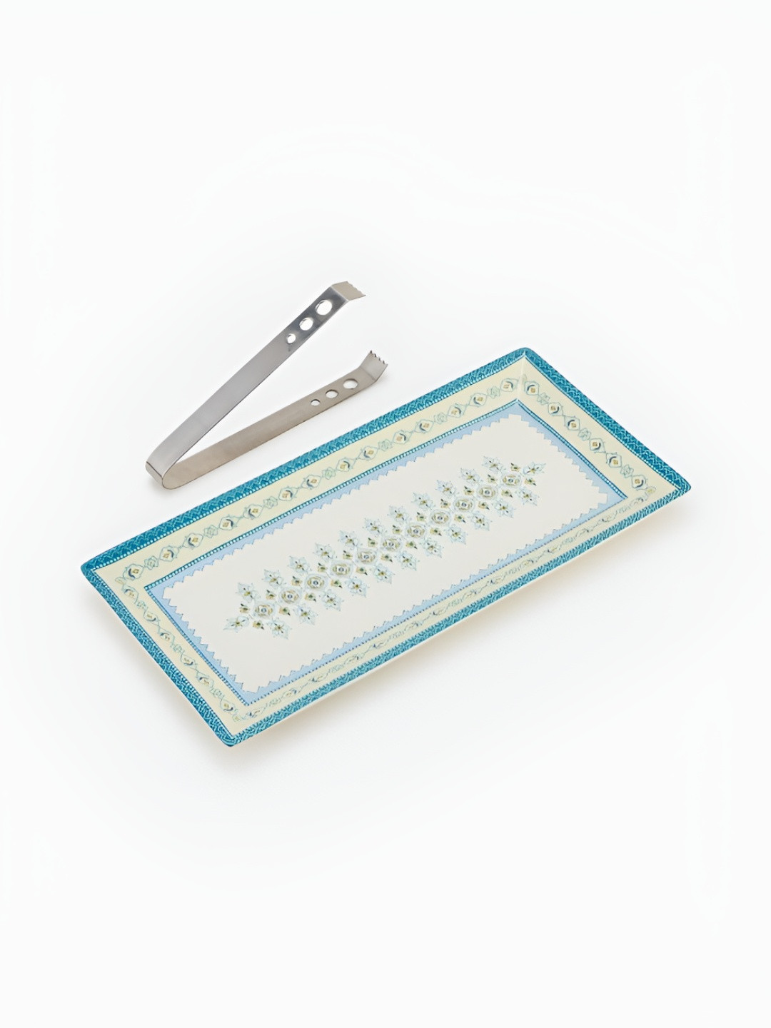 Fabindia Sangam White Ceramic 2 Pieces Dishwasher and Microwave Safe Food Platter