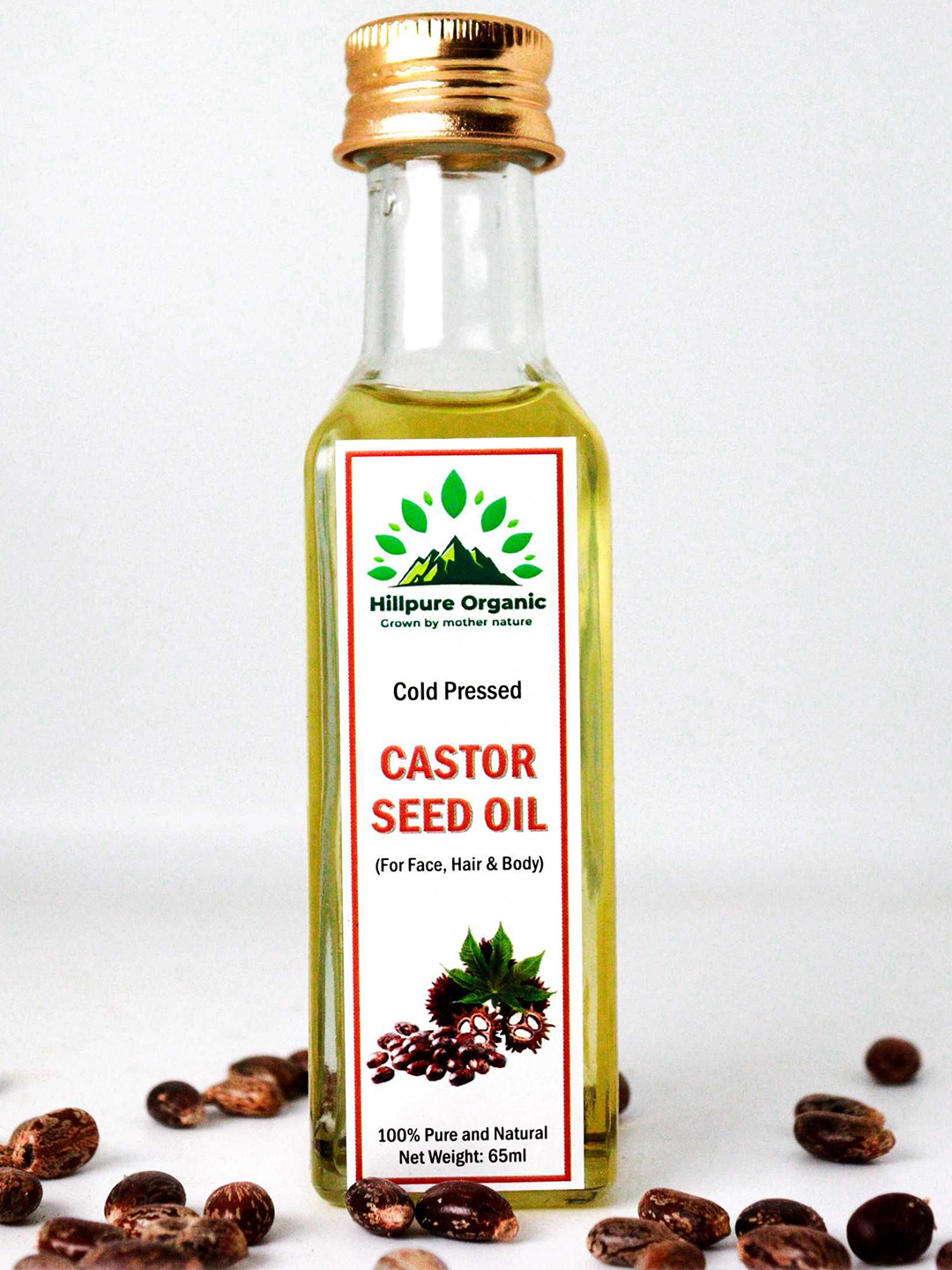Hillpure Organic 100% Pure & Natural Cold Pressed Castor Seed Oil - 65 ml