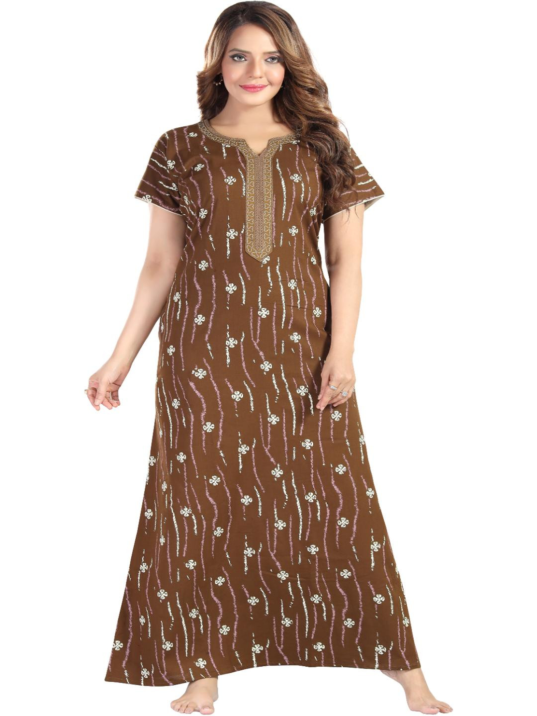 TRUNDZ Floral Printed Night Dress