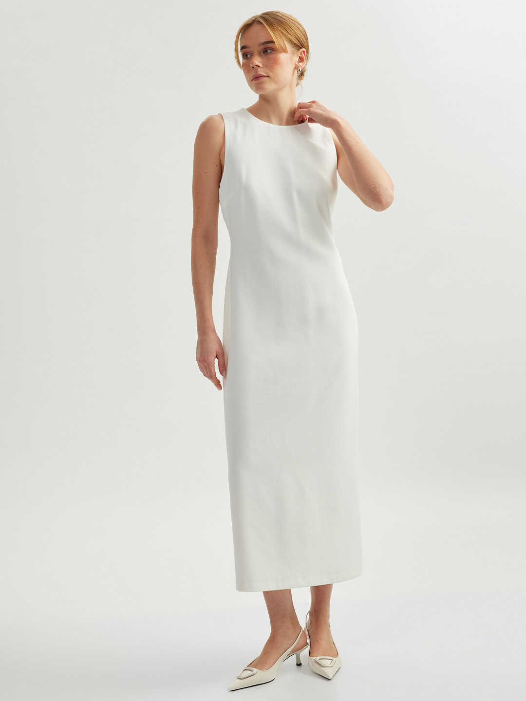 Koton Women Solid White Sheath Maxi Dress