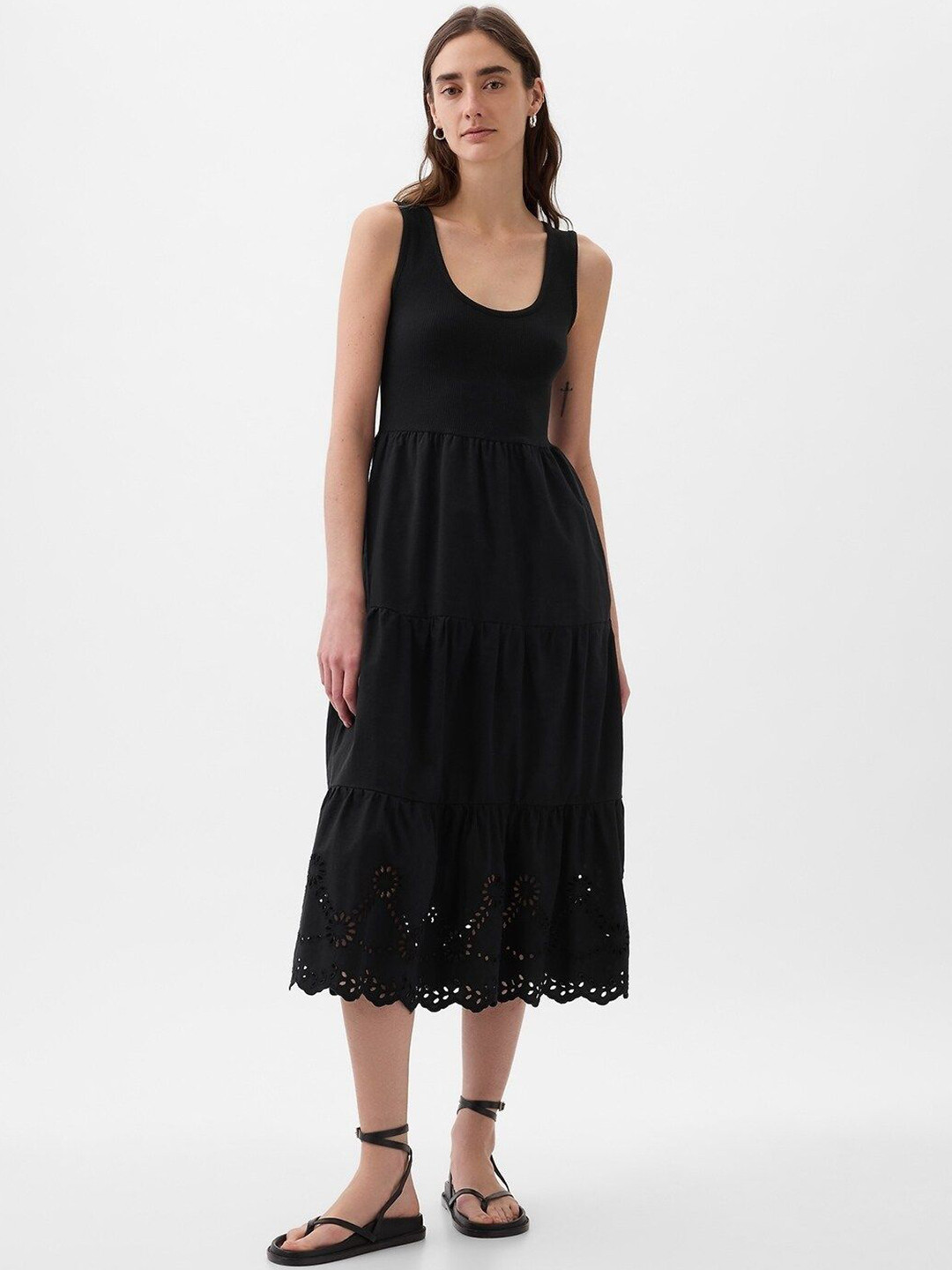 GAP Women Pure Cotton Fit and Flare Midi Dress