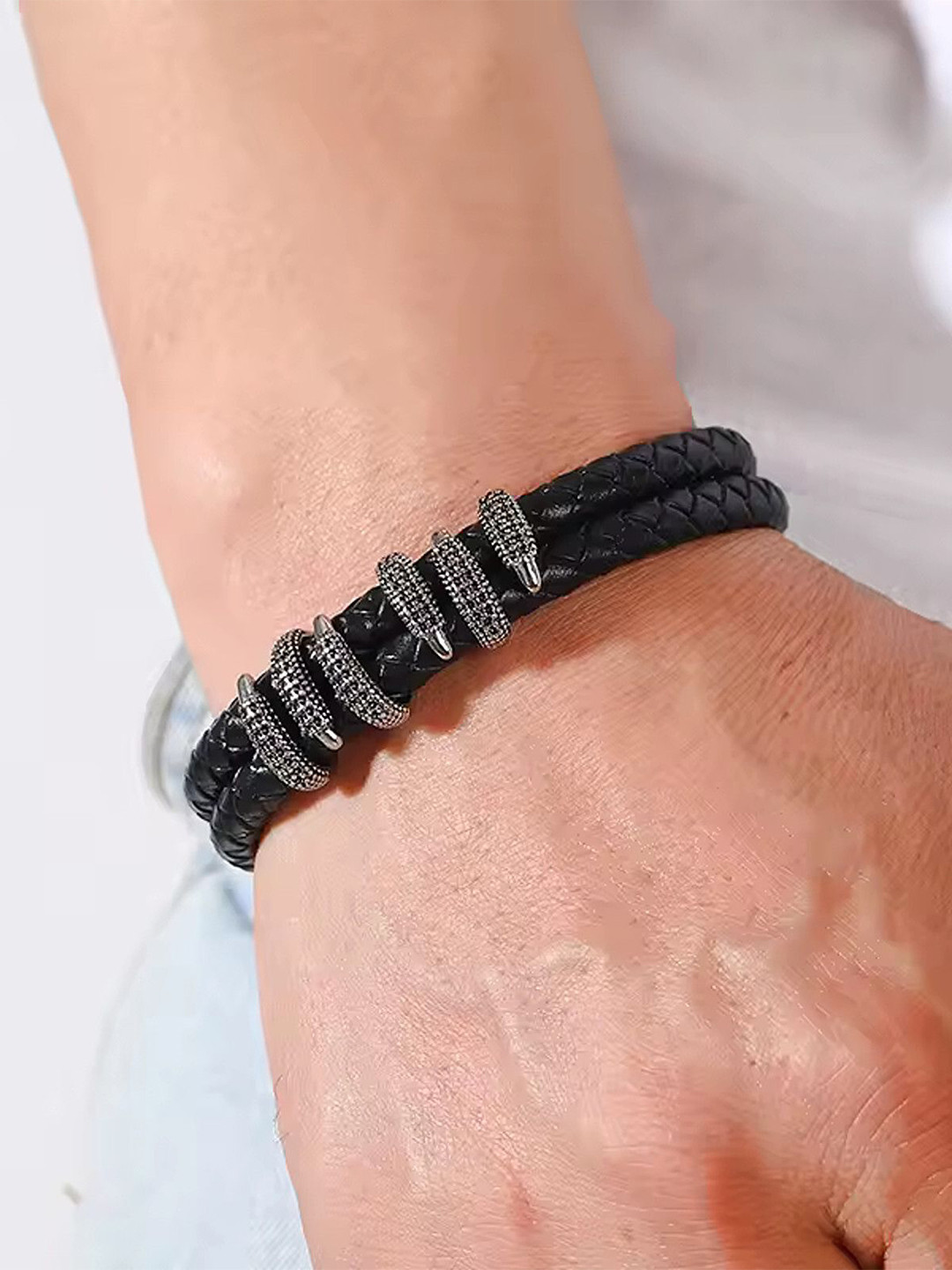 Heer Collection  Men Leather Kada Bracelet