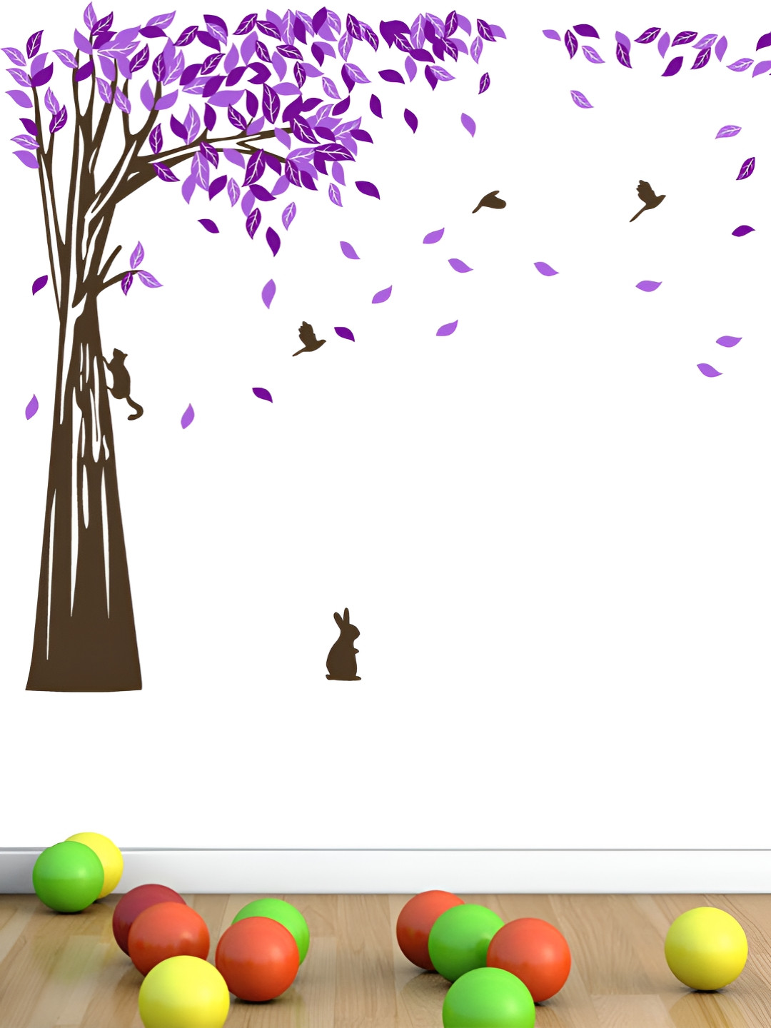 Aura Brown & Lavender-Colored Self Adhesive Wall Sticker