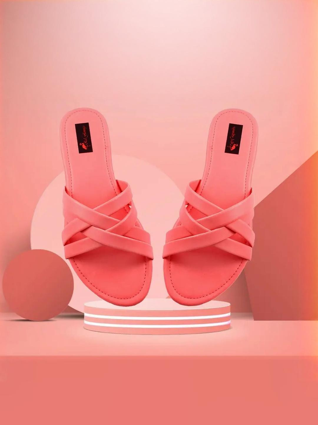 Pink Flamingo Women Ethnic Open Toe Flats