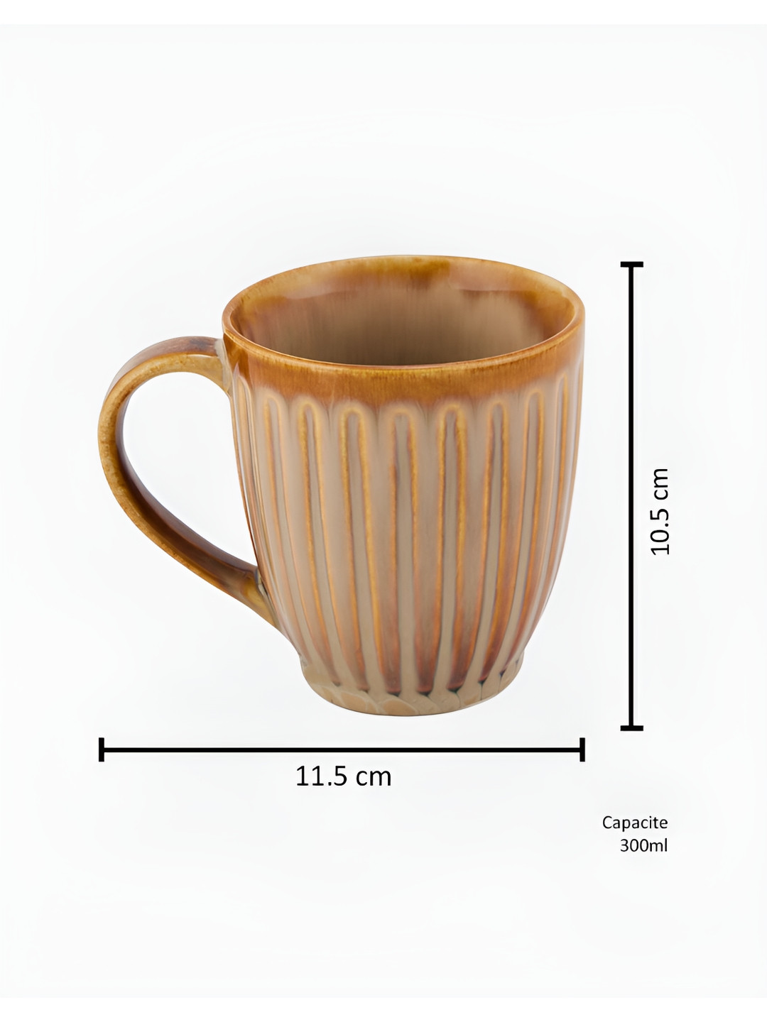 Fabindia Maitri Brown Textured Dishwasher & Microwave Safe Glossy Ceramic Glossy Mug