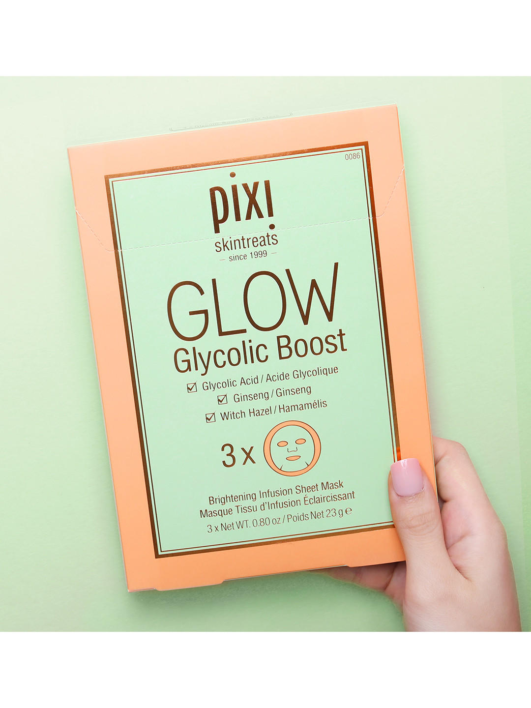 Pixi Glow Glycolic Boost Sheet Mask with Ginseng & Witch Hazel - 3 Sheets