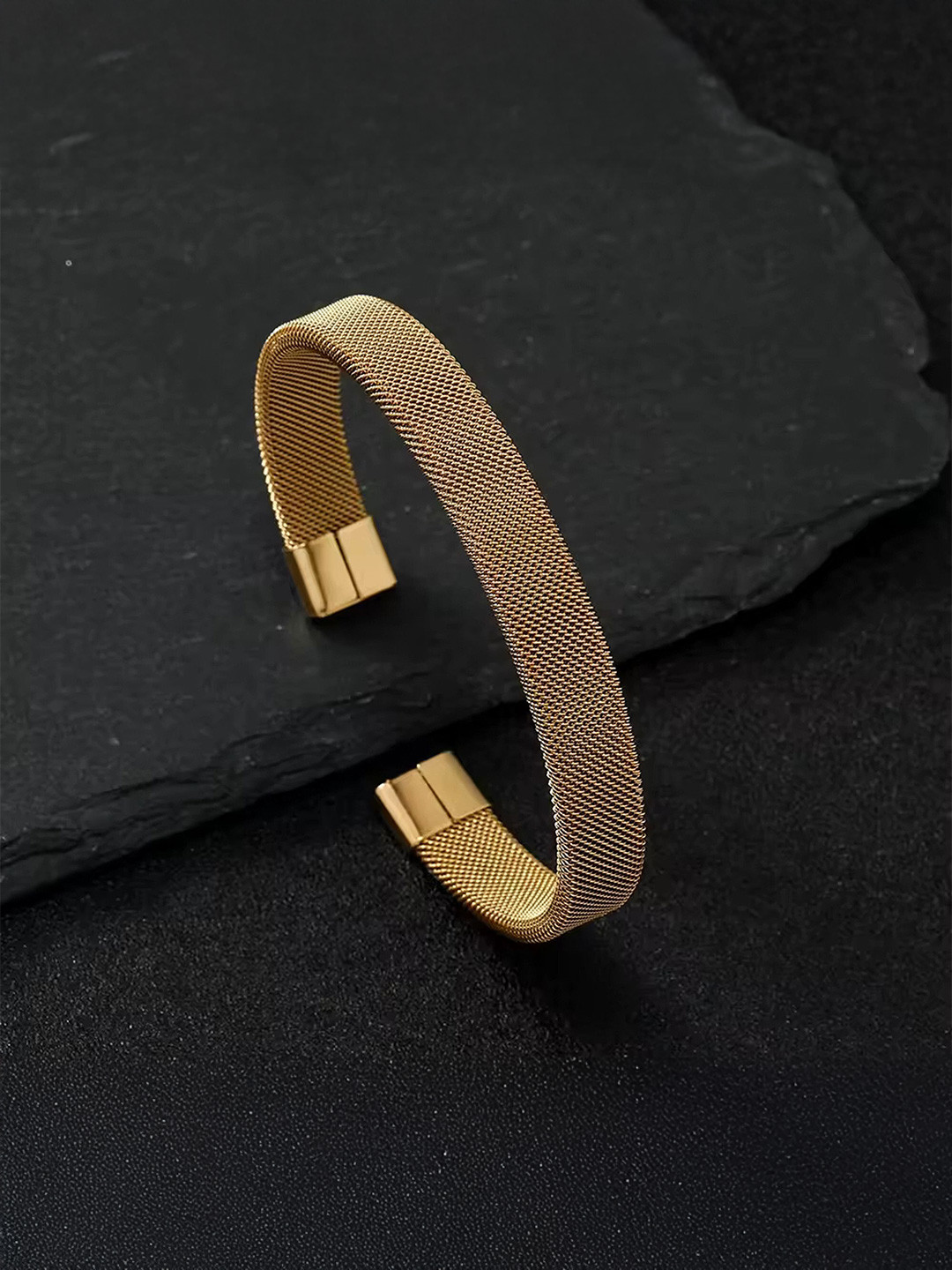 Heer Collection  Women Cuff Mesh Elastic Gold Bracelet