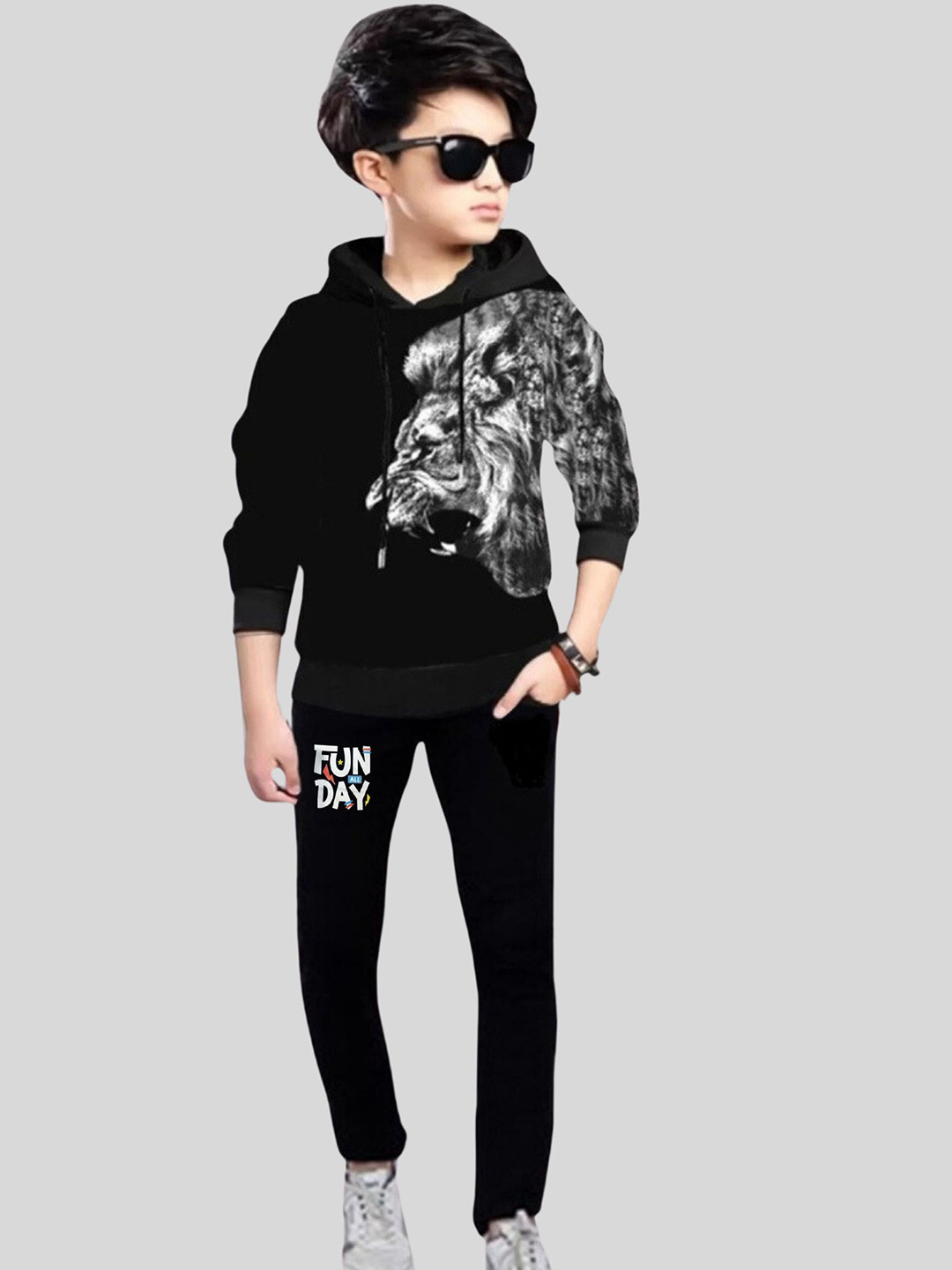ATLANS Boys Printed Hooded Sweatshirt With Joggers