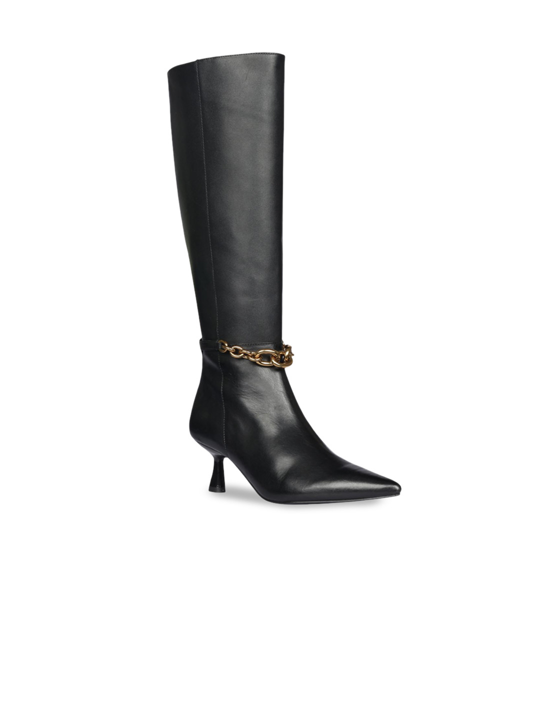 Saint G Women Chain Embellished Leather Stiletto-Heeled Winter Boots