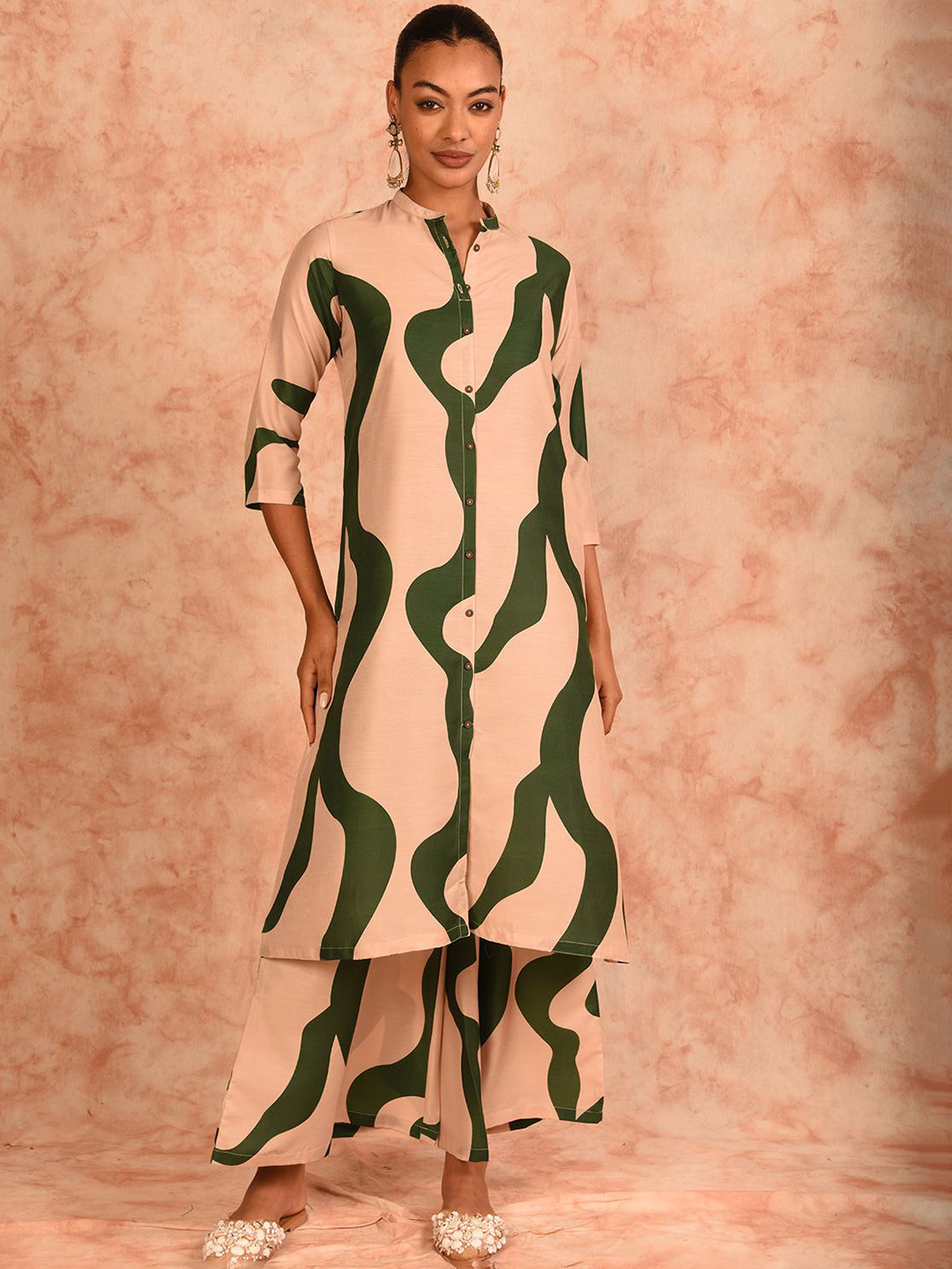 JHALAKK BY LAALZARI Printed Round Neck Tunic With Palazzos Co-Ords