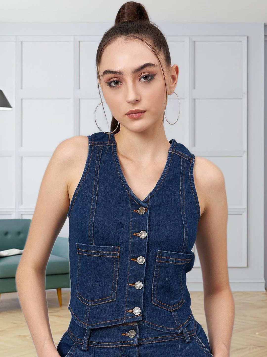 all about you Cotton Denim Crop Top