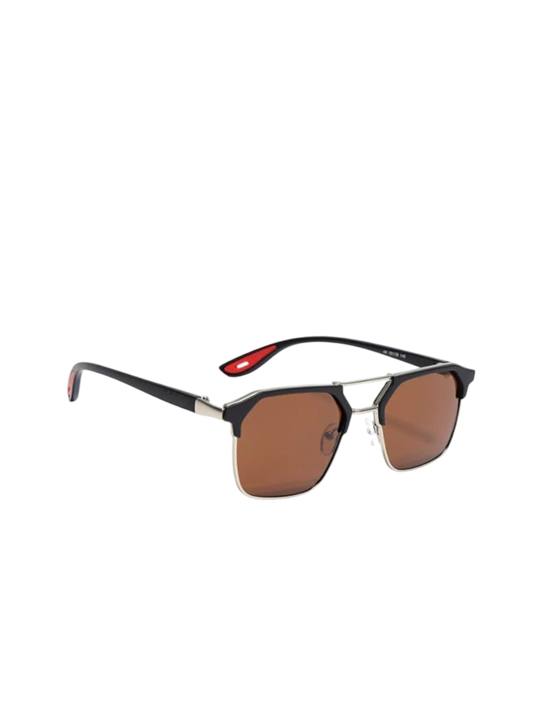 SpadeAces Men Half Rim UV Protected Lens Square Sunglasses SP Boss Brown