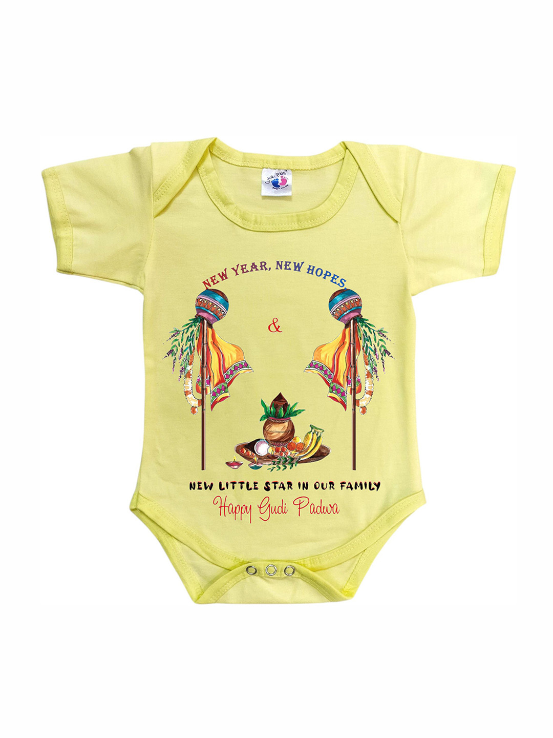 Cute Pals Infants Gudi Padwa Print Cotton Bodysuits