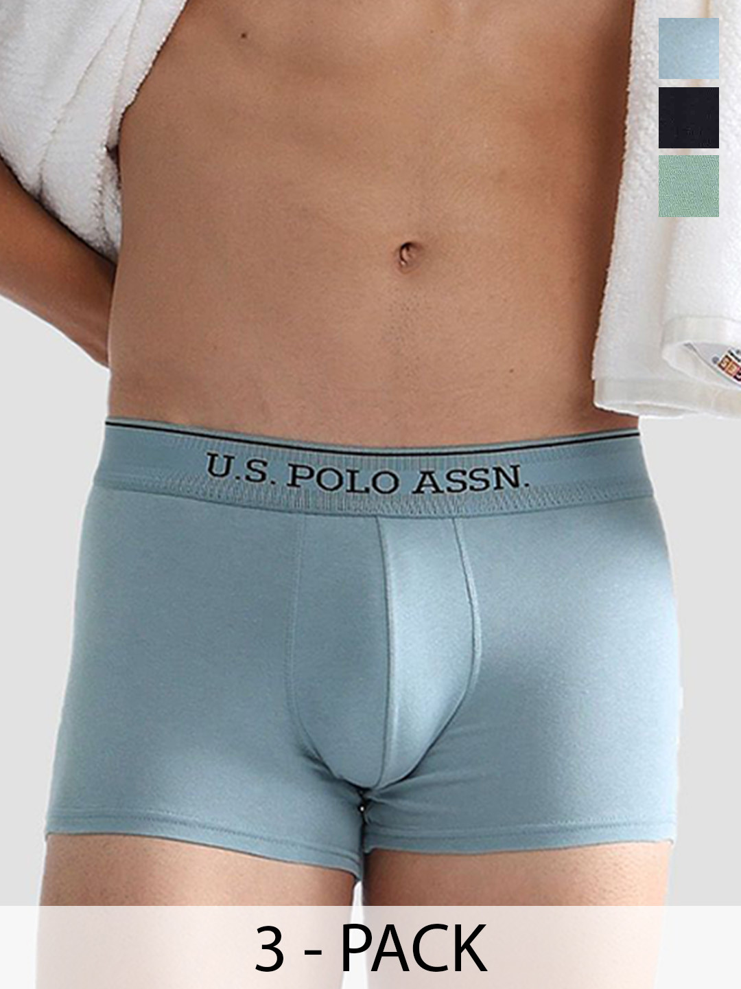 U.S. Polo Assn. Pack Of 3 Mid-Rise Cotton Short Trunks OET15-NBD-P3