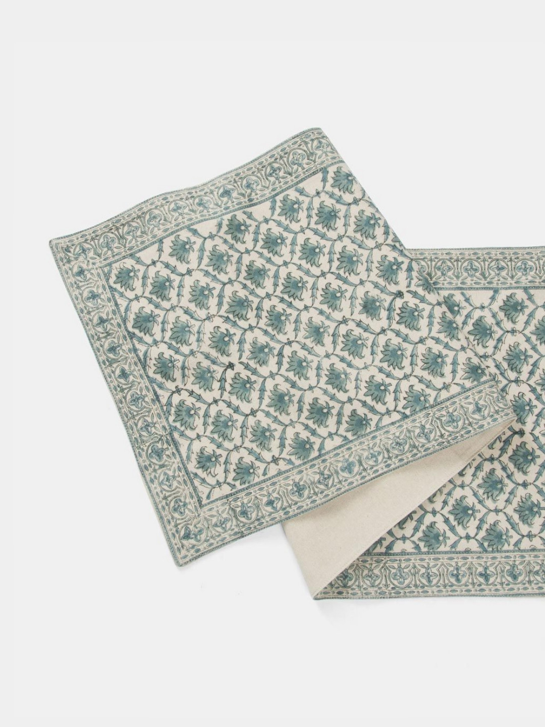 Fabindia Zaira Blue & White Printed Pure Cotton TableRunner