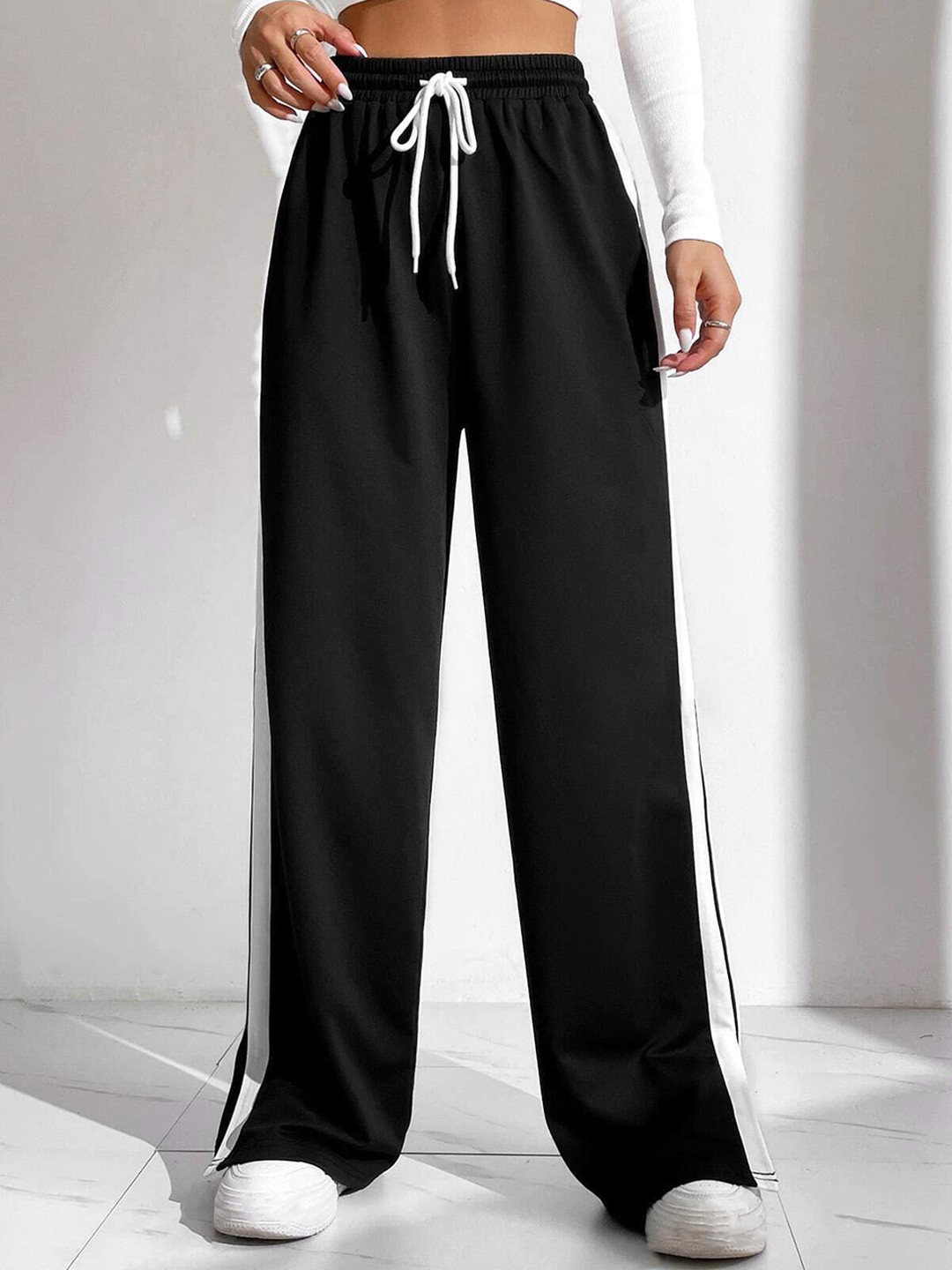 Stylecast X Slyck Women High-Rise Wide-Leg Track Pants