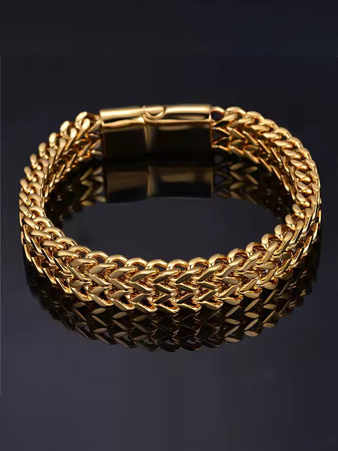 Heer Collection  Men's Gold Pleated  Brass Link Bracelet