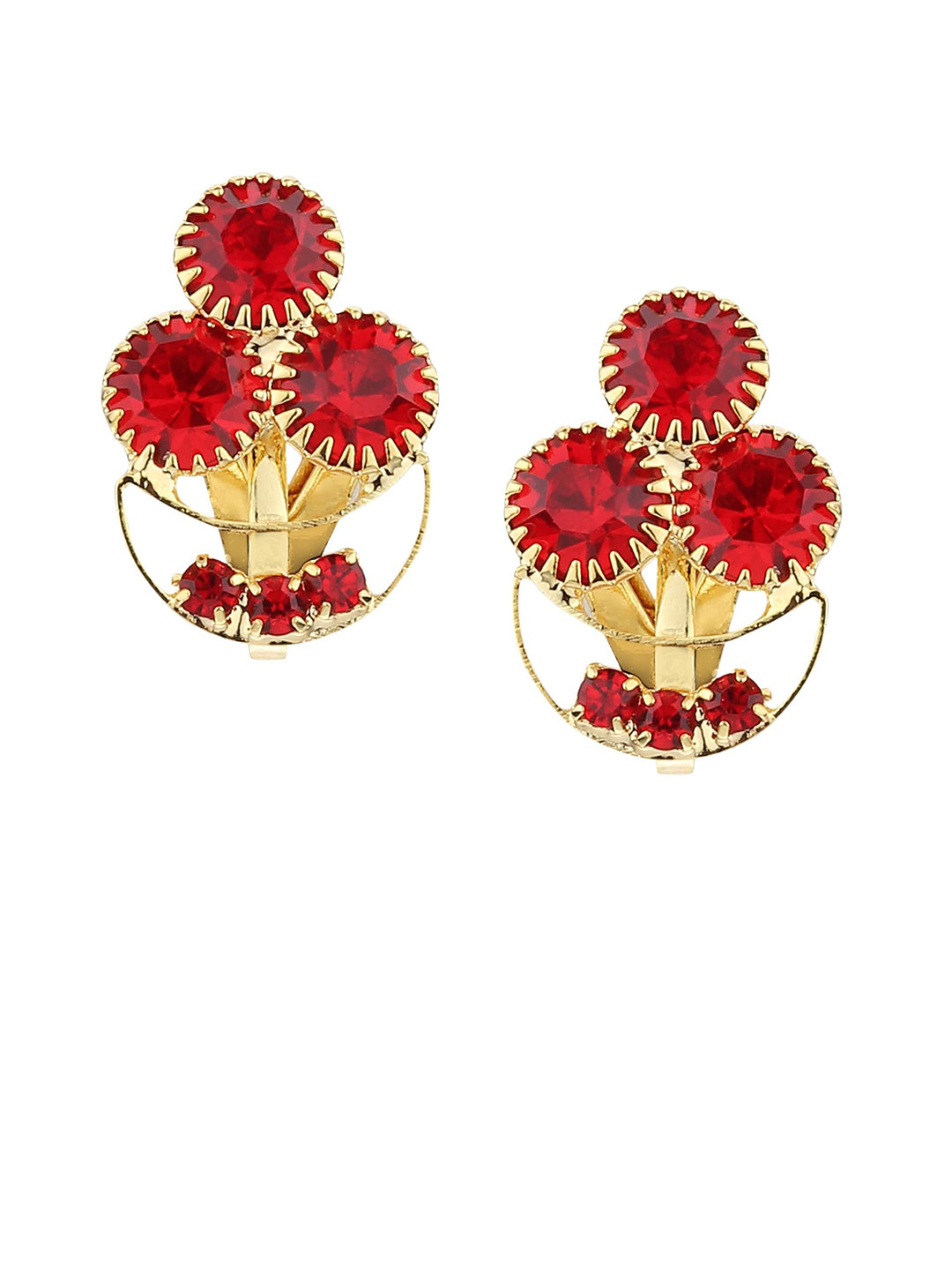 FirstBlush Red & Gold-Plated Non-Piercing Cuff Earrings