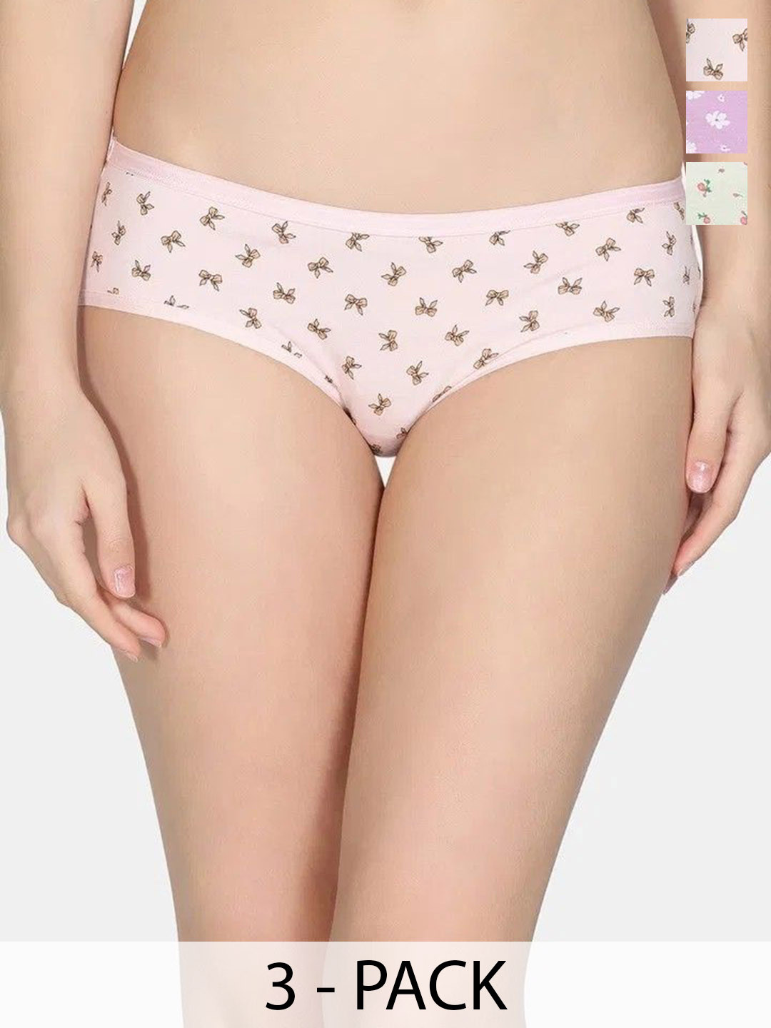 Zivame Pack Of 3 Printed Low Rise Full Coverage Hipster Briefs ZI28CR-L herb P Dog B Choy