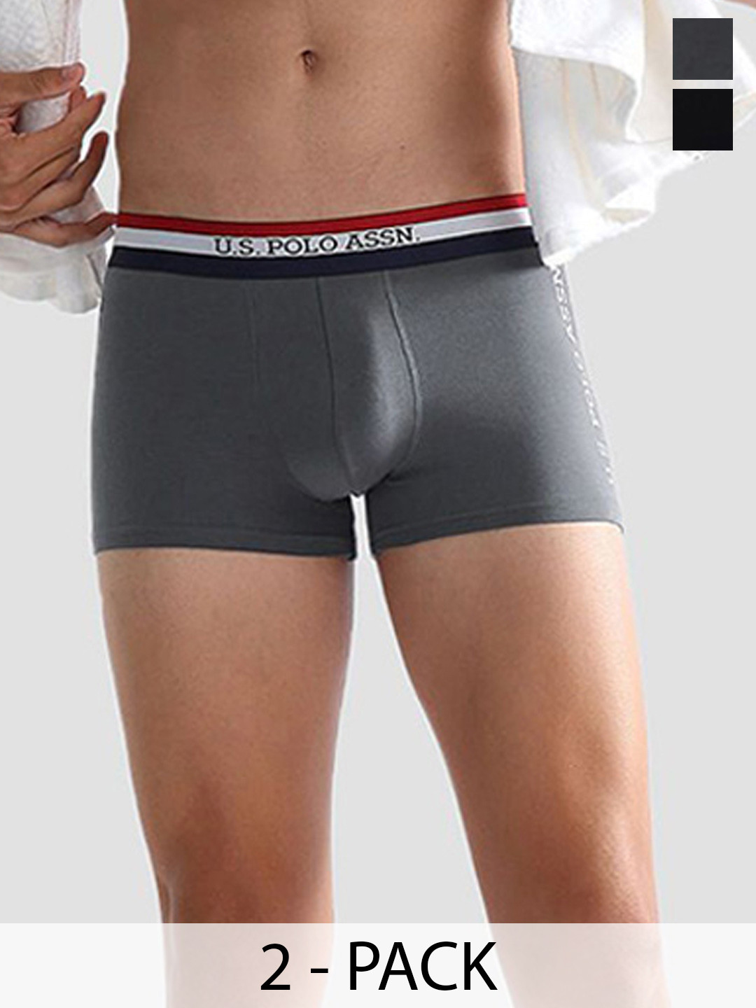 U.S. Polo Assn. Pack Of 2 Low-Rise Antibacterial Short Trunks ET002-GZ0-P2