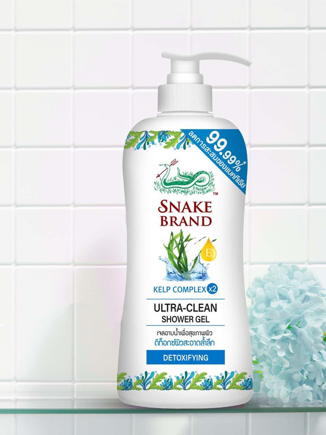 SNAKE BRAND Set Of 2 Kelp Complex Cooling Powder-140 g With Kelp Complex Shower Gel-450 ml