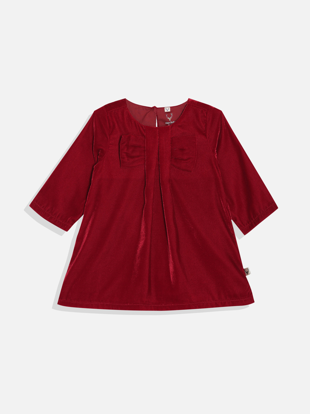 Allen Solly Junior Infant Girls Velvet Dress with Bow Detail