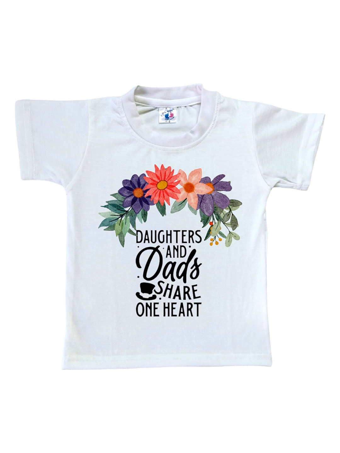 Cute Pals Girls Printed High Neck Applique T-shirt