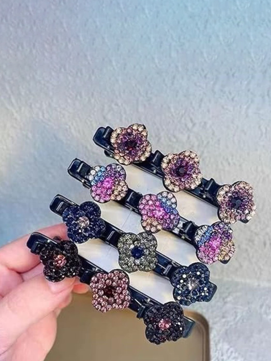 BAESD Set Of 4 Crystals Studded Alligator Hair Clips