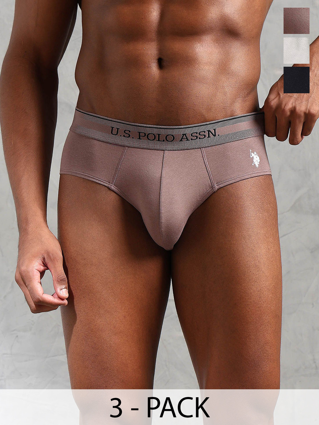 U.S. Polo Assn. Pack Of 3 Printed Low Rise Basic Briefs OEB16-NWB-P3