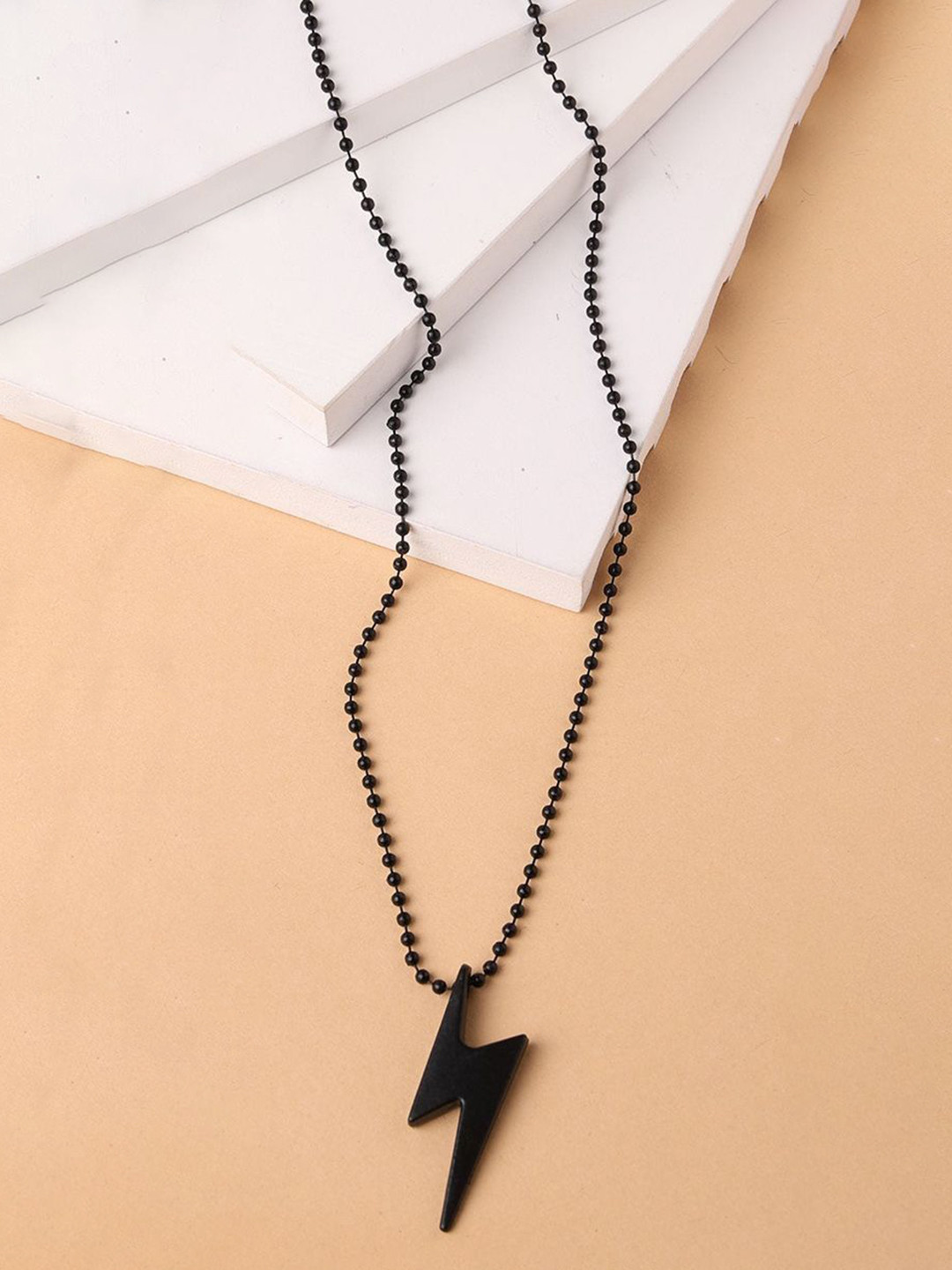 Roadster Men Set of 2 Black & Silver Flash Pendent with Chain