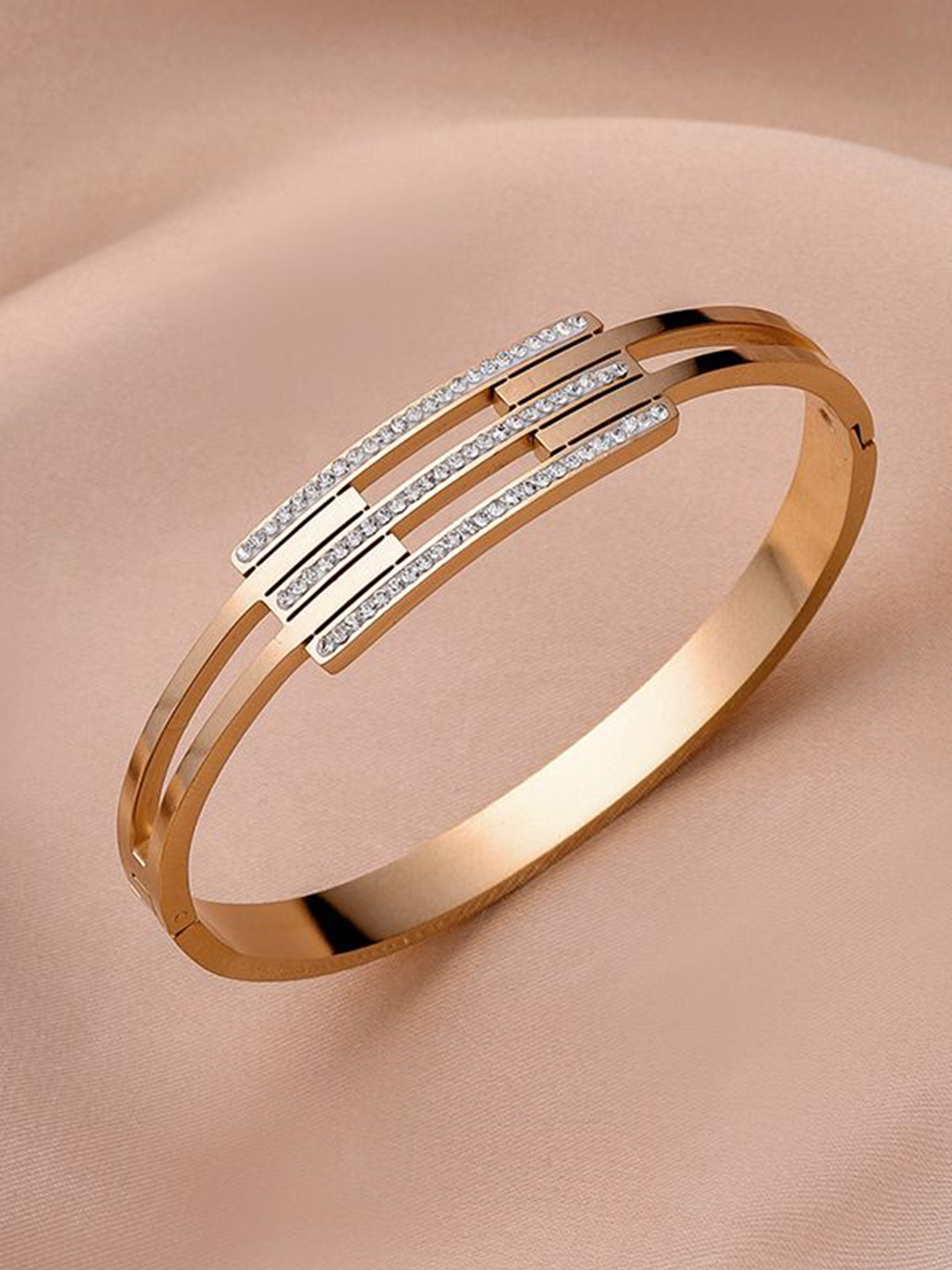 Aiza 18KT Gold Plated Tri-Line Bangle Bracelet
