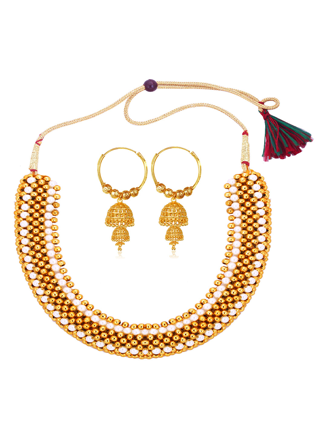 Heer Collection  1gm Gold-Plated n MicronPlated Beaded Jewellery Set