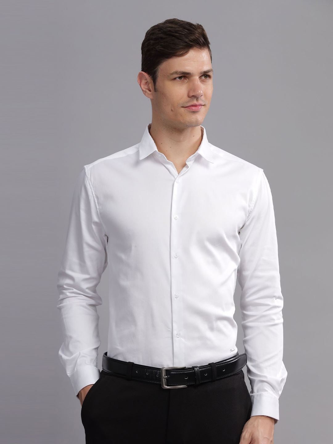 THREE DAYS Spread Collar Long Sleeves Cotton Comfort Formal Shirt