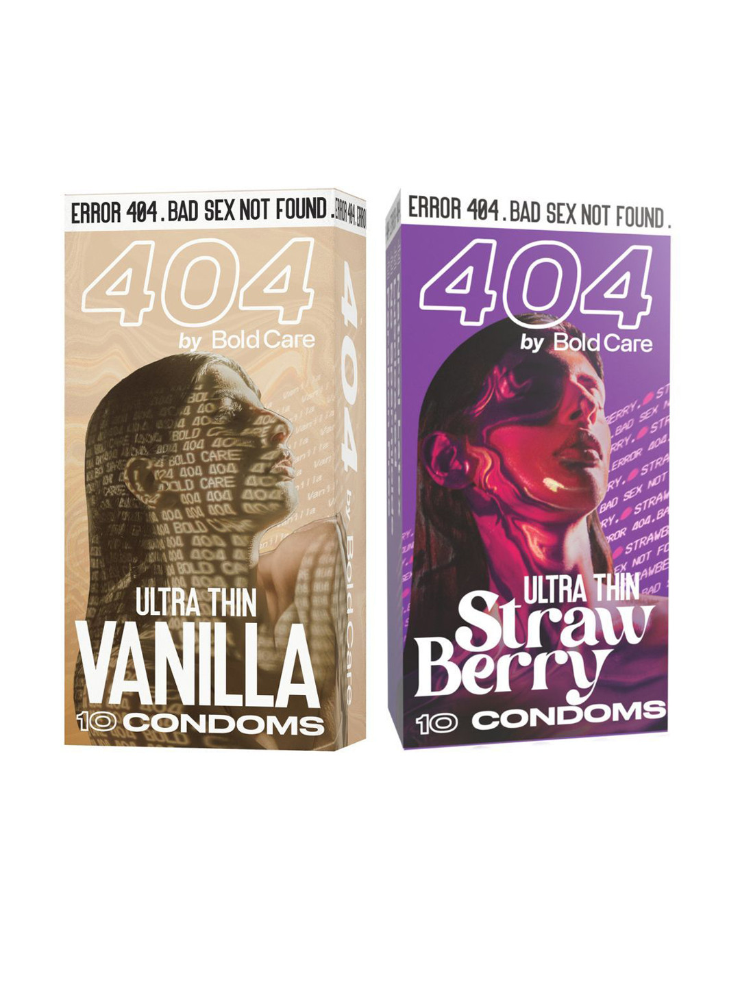 Bold Care Set Of 2 Ultra Thin Vanilla & Strawberry Flavored Condoms - 10 Pcs Each
