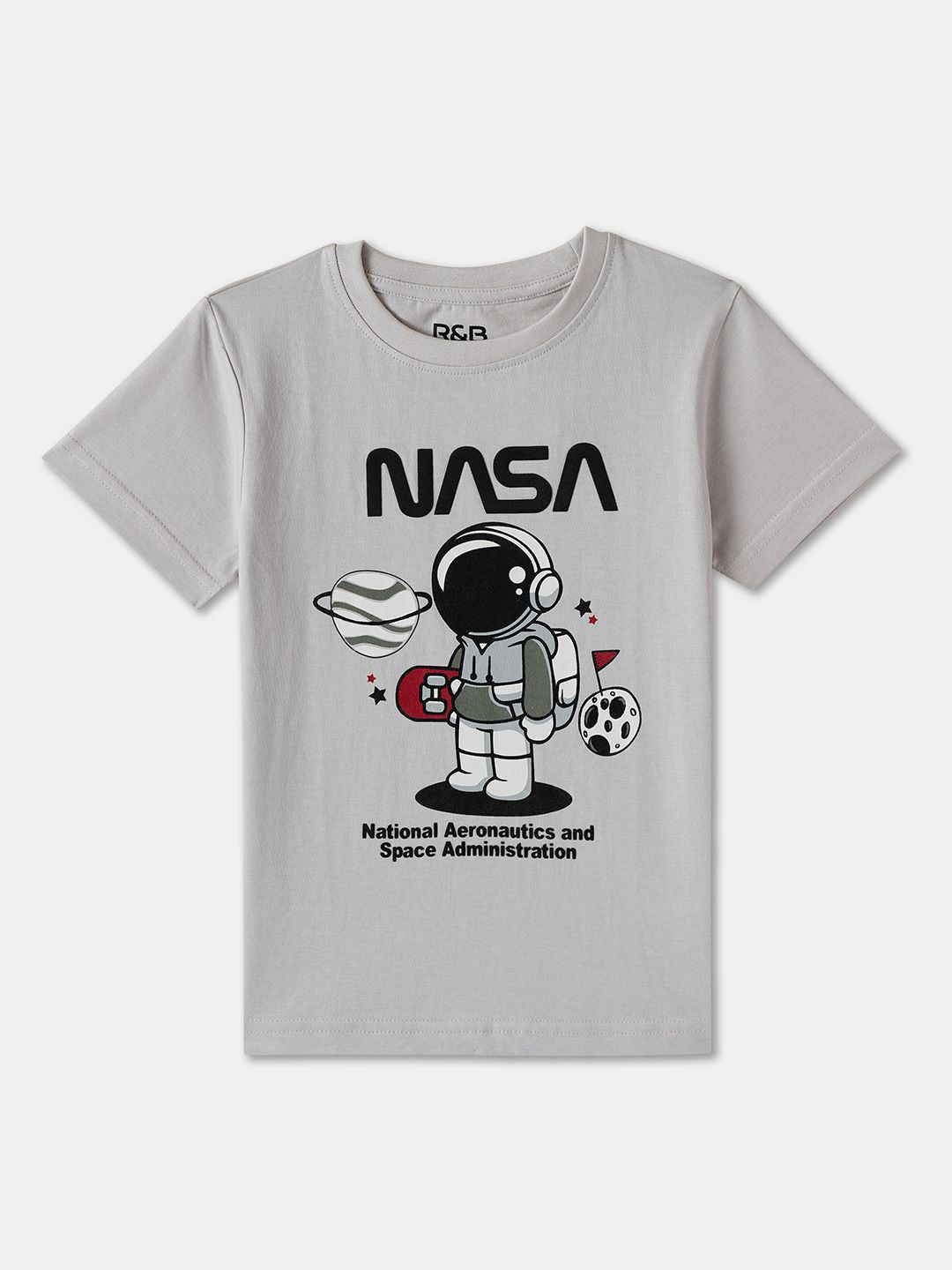 R&B Boys NASA Graphic Printed Round Neck Cotton T-shirt