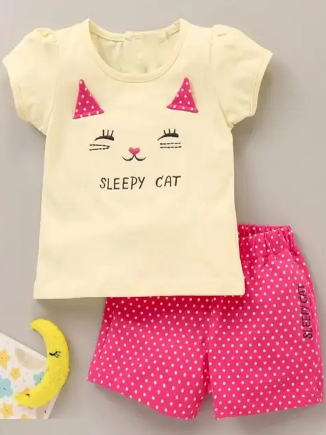 ifa collection Girls Printed Short Sleeves Pure Cotton T-shirt With Shorts