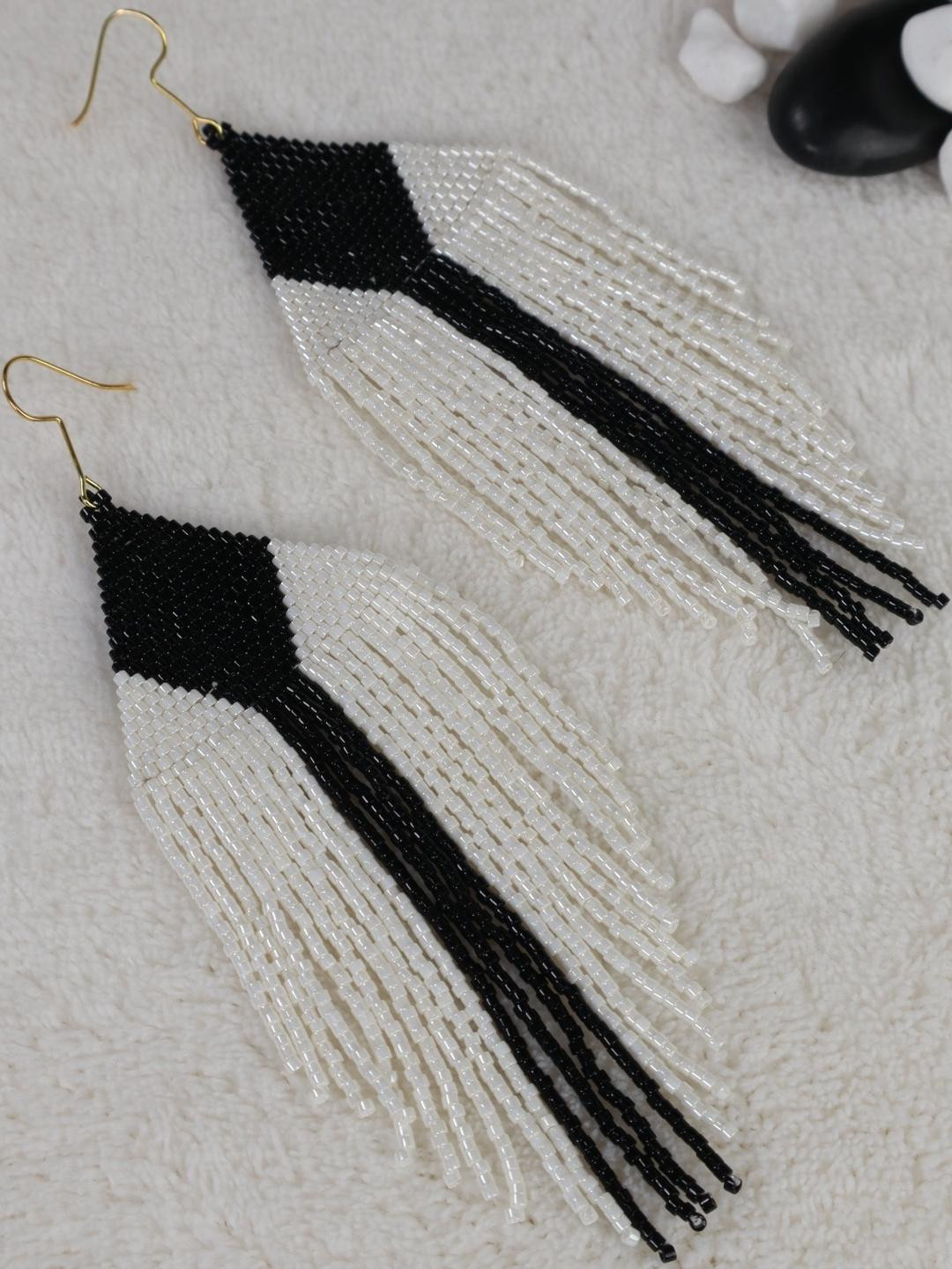 Threads & Beads Feather Shaped Drop Earrings