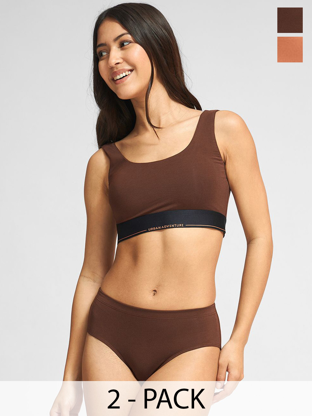 URBAN ADVENTURE Pack Of 2 Mid-Rise Hipster Briefs 2UAW-020(CHOC-NUDE)