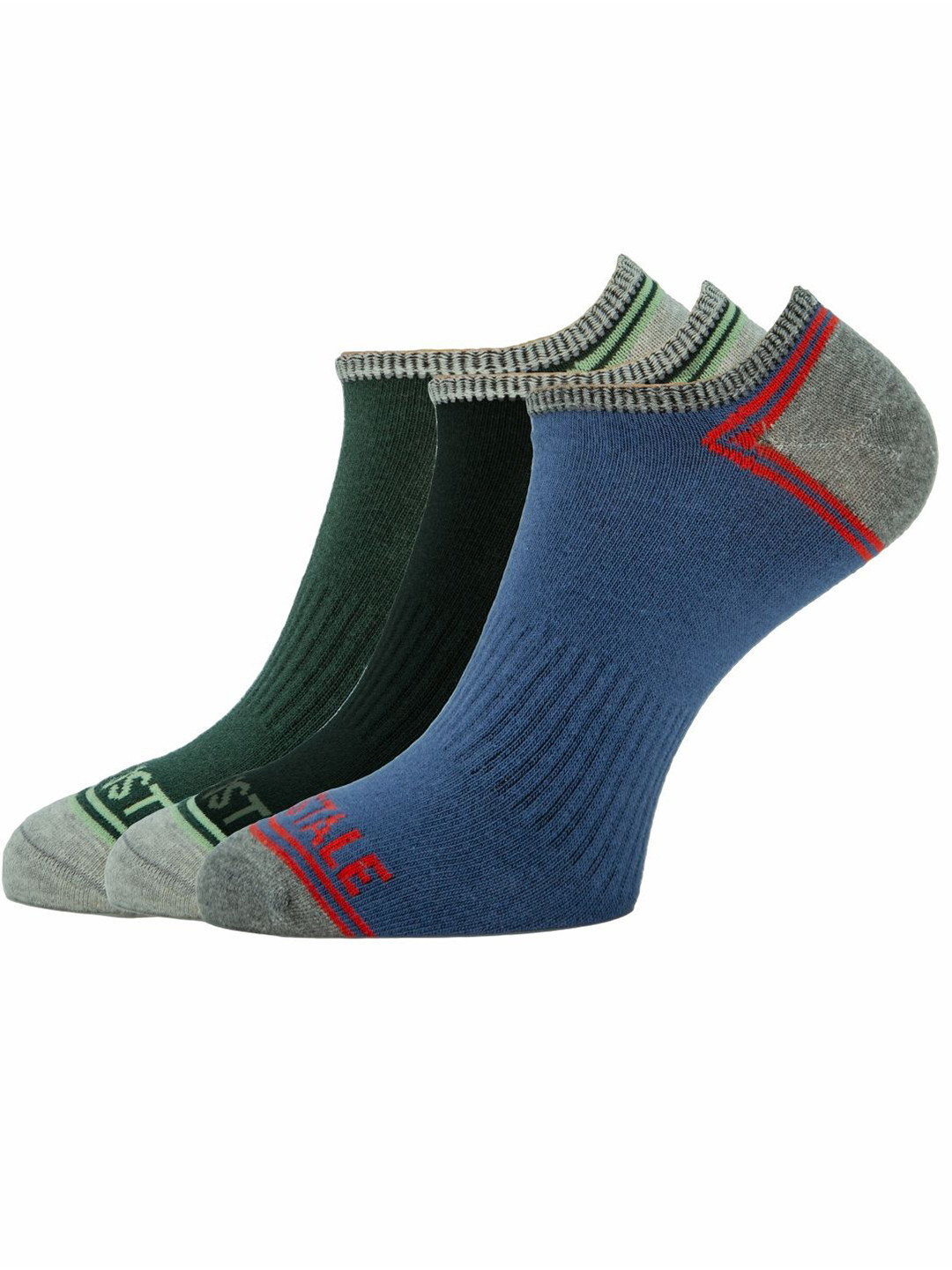 Aeropostale Men Pack Of 3 ColourBlocked Flat Knit Shoe liners Socks