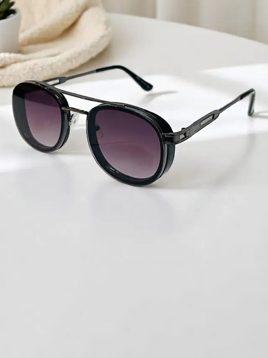 SPADEACES Men UV Protected Round Sunglasses SP Boss 8007 Full Black