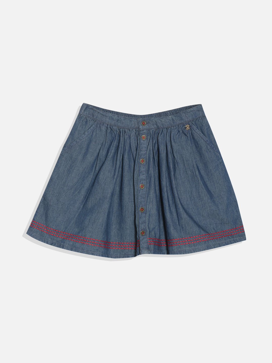 Allen Solly Junior Girls Chambray Pure Cotton Flared Skirt